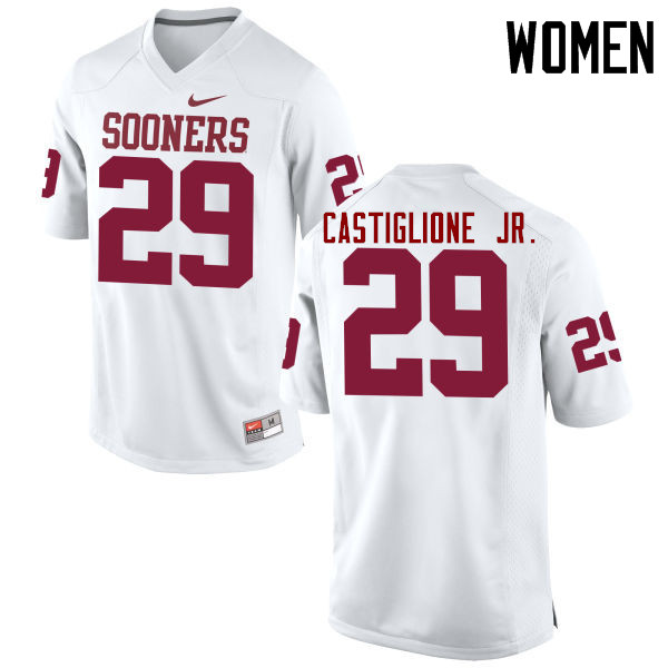Women Oklahoma Sooners #29 Joe Castiglione Jr. College Football Jerseys Game-White
